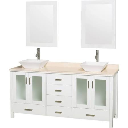 Wyndham Furniture Double Bathroom Vanity Marble Top Porcelain Sink Mirrors