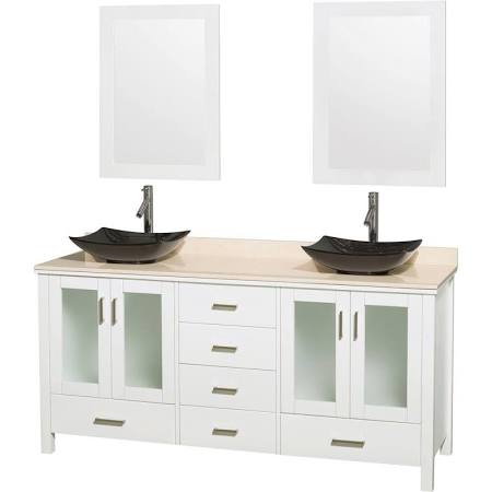 Wyndham Furniture Double Bathroom Vanity Marble Top Granite Sink Mirrors