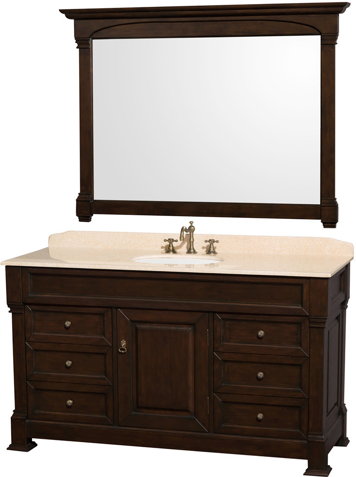 Double Dark Cherry Marble Top White Undermount Round Sinks Mirror