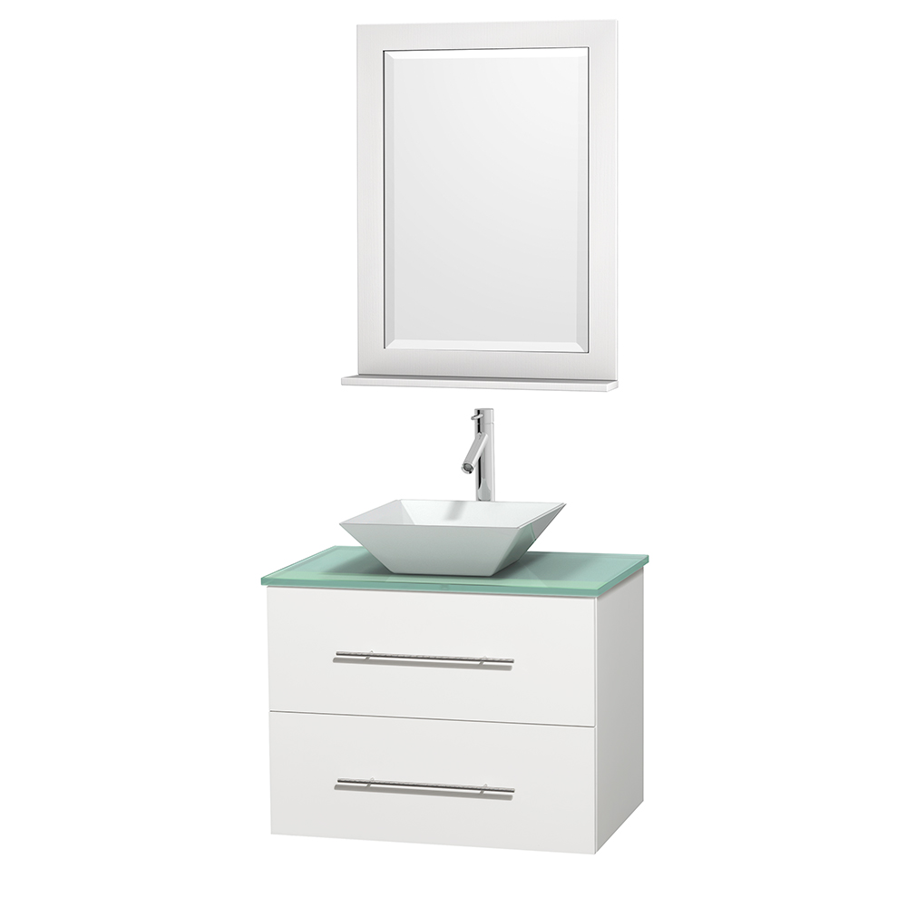 Porcelain | Bathroom | Wyndham | Vanity | Mirror | Single | Glass | Green | White