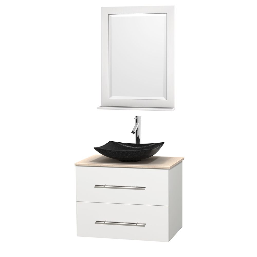 Bathroom | Granite | Wyndham | Marble | Vanity | Mirror | Single | Ivory | Black