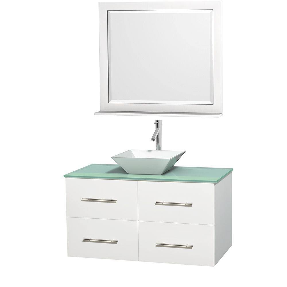 Porcelain | Bathroom | Wyndham | Vanity | Mirror | Single | Glass | Green | White