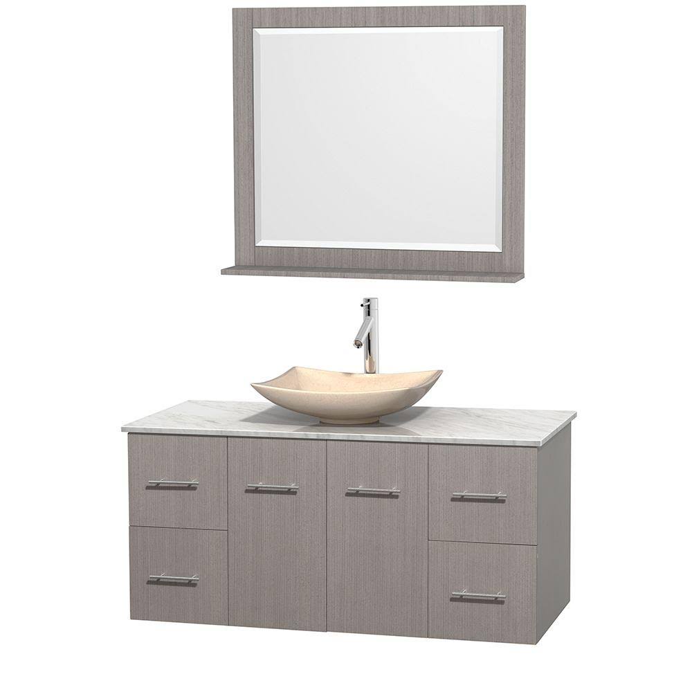 Bathroom | Wyndham | Marble | Vanity | Mirror | Single | Ivory | White | Gray