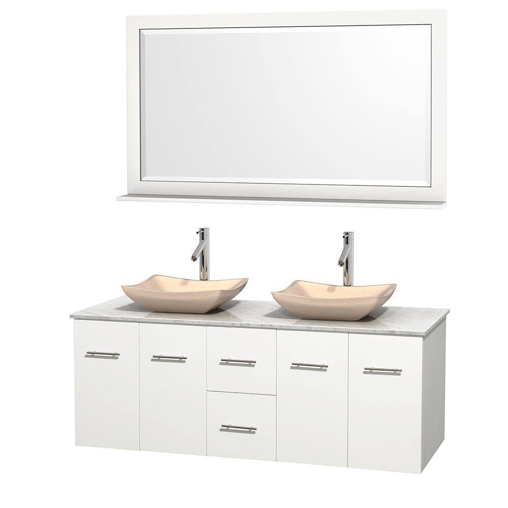 Bathroom | Wyndham | Marble | Vanity | Mirror | Double | Ivory | White