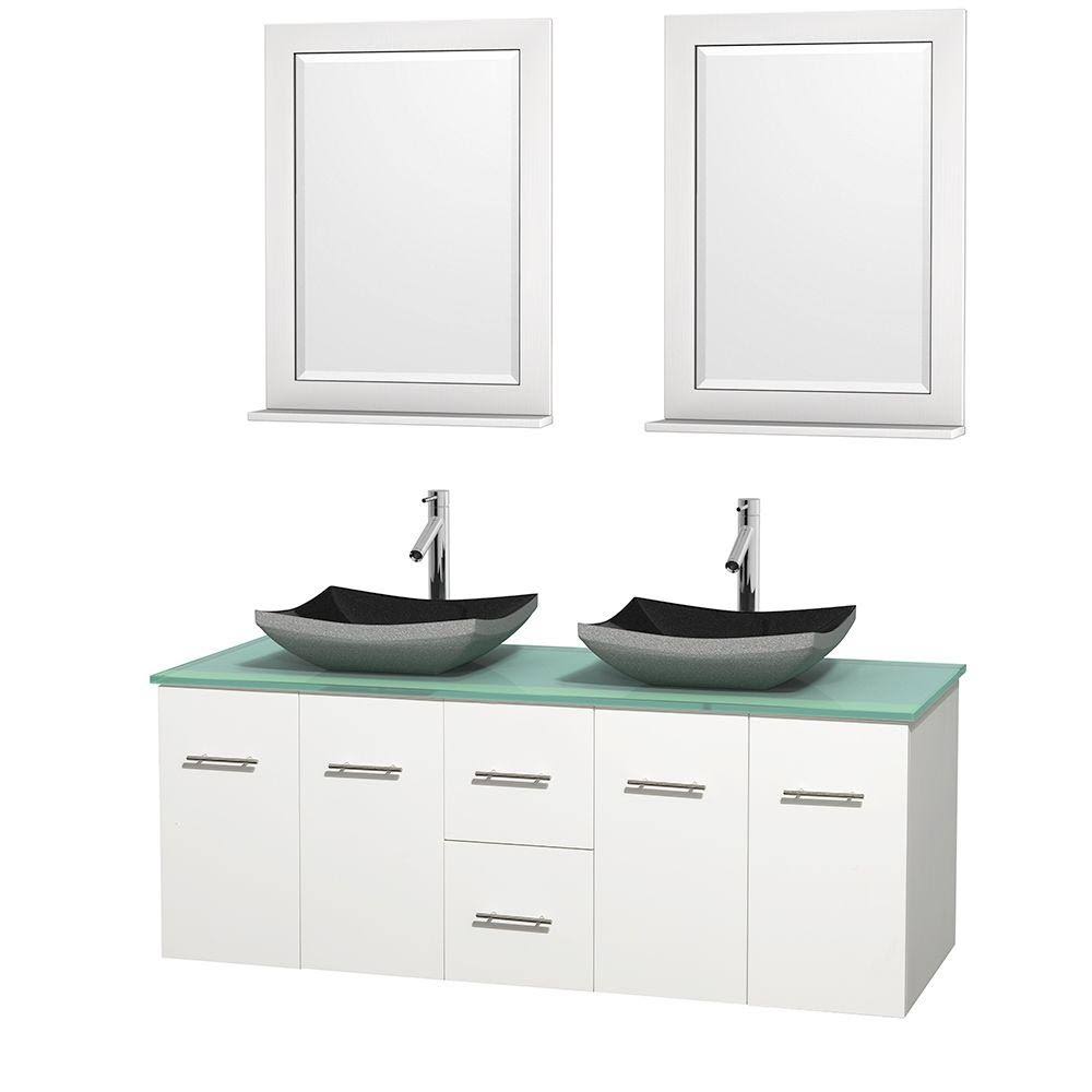 Bathroom | Wyndham | Granite | Vanity | Mirror | Double | Glass | Green | Black