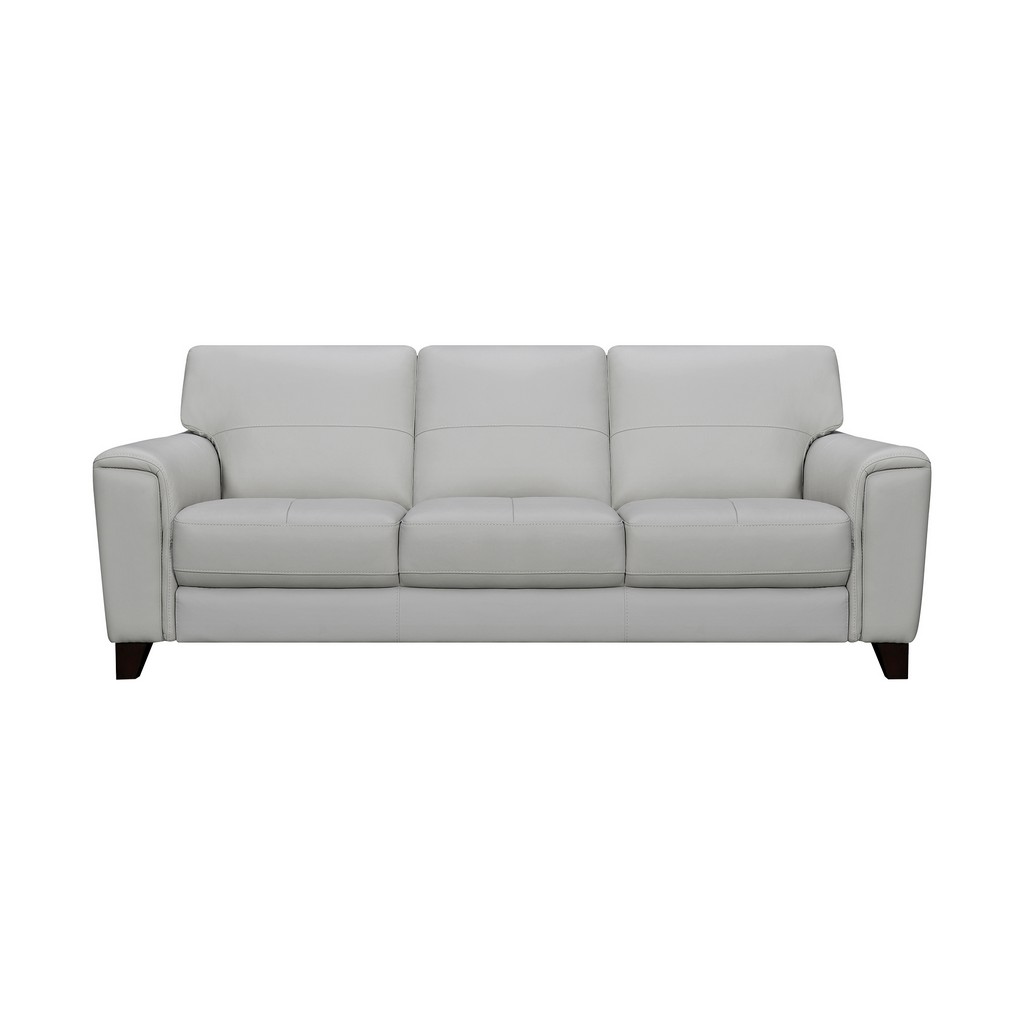 Bergen 87&quot; Dove Grey Genuine Leather Square Arm Sofa - Armen Living LCBE3DV