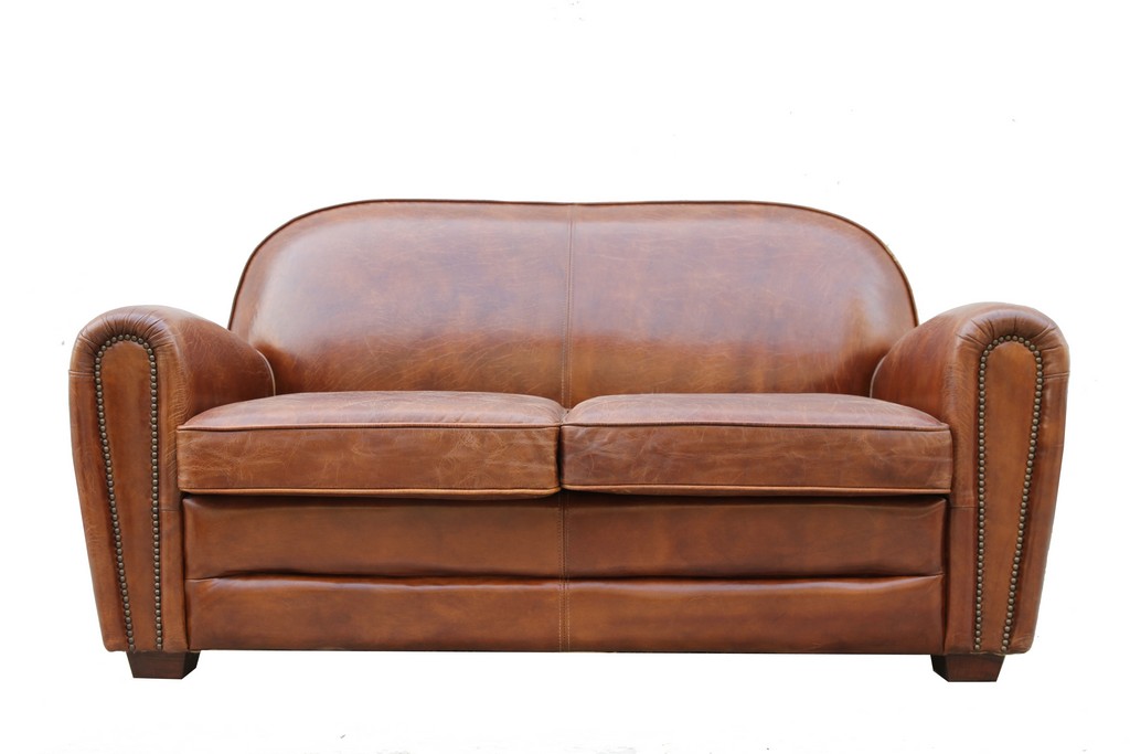 Club Leather Loveseat Sofa Pasargad