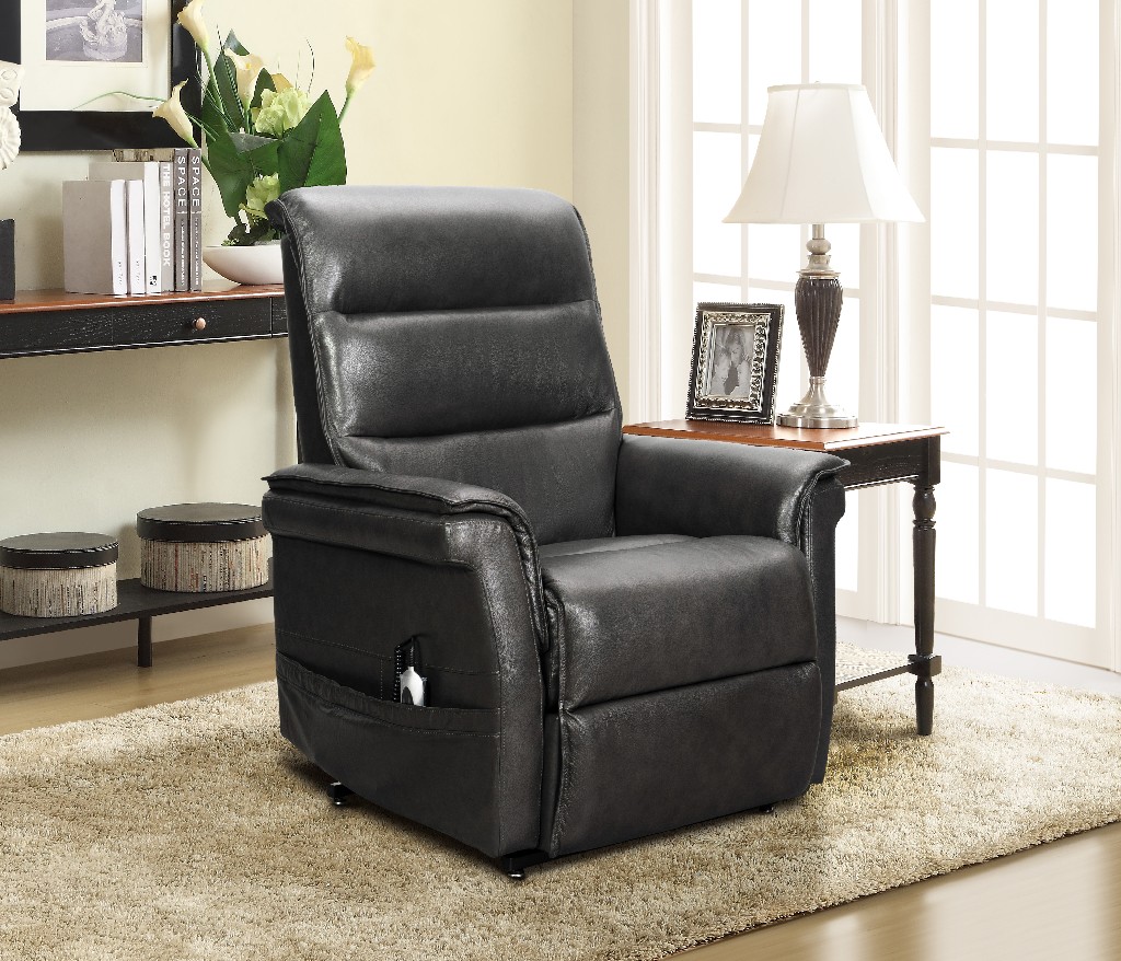 Recline | Leather | Power | Chair | Lift | Head | Grey