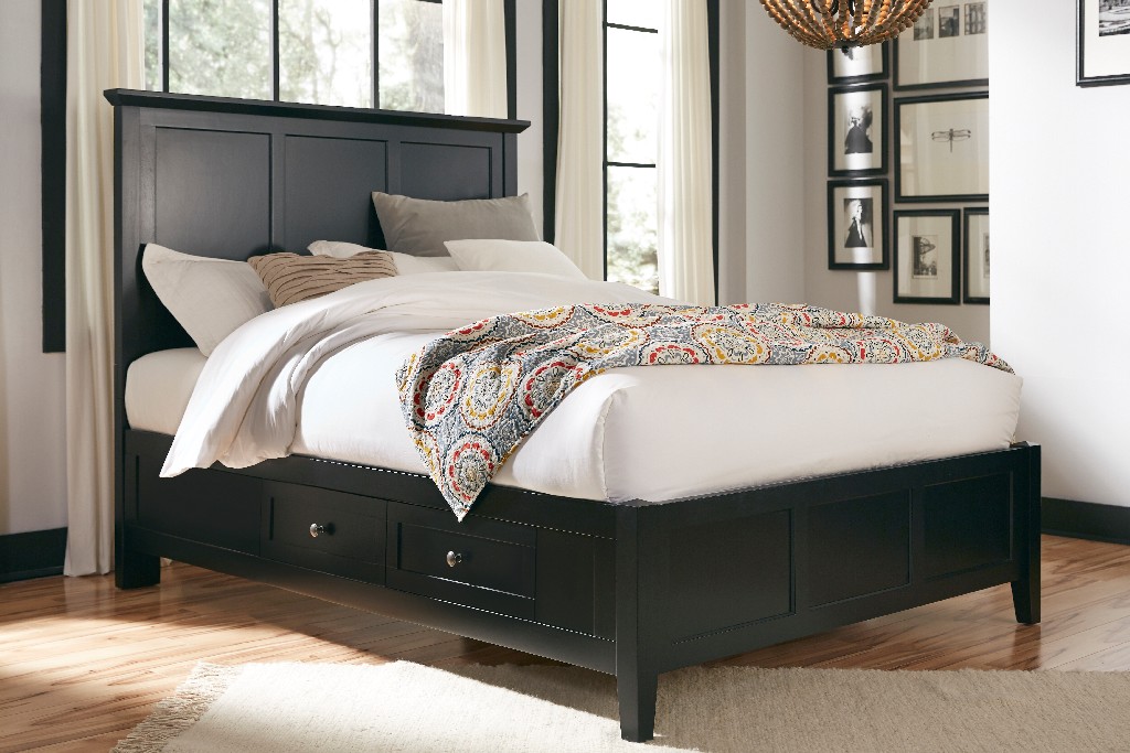 Paragon Queen-size Four Drawer Storage Bed In Black - Modus 4n02d5
