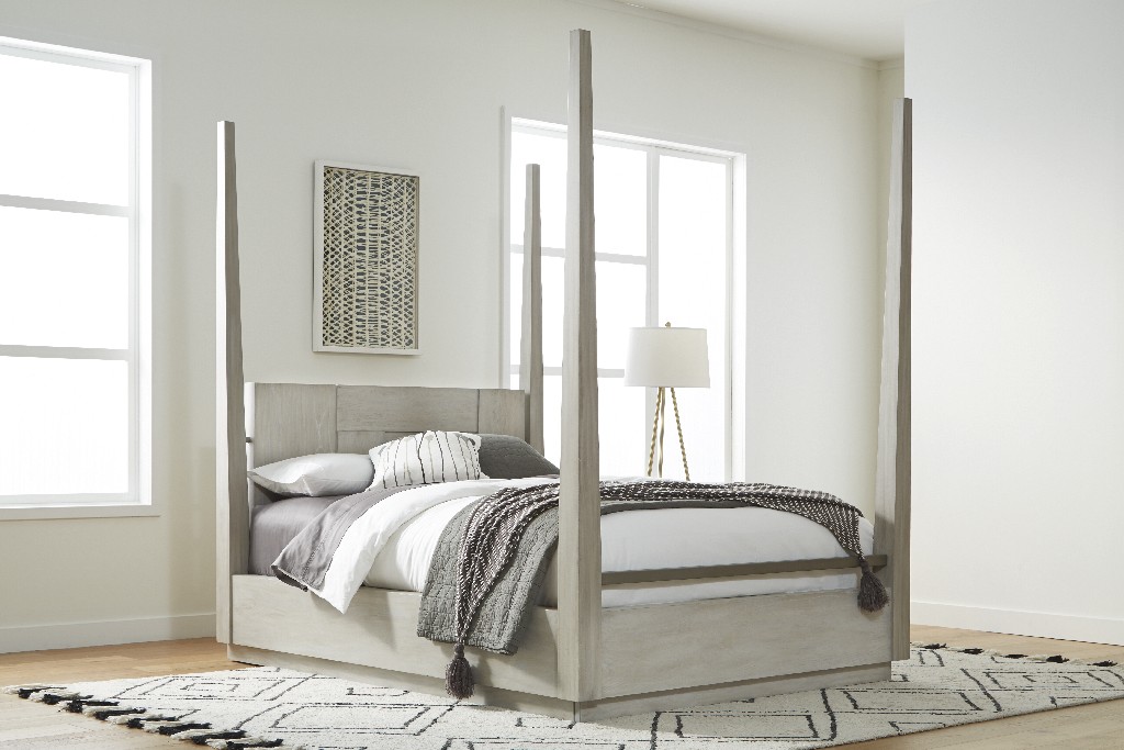 Modus Furniture Queen Poster Bed Cotton Grey
