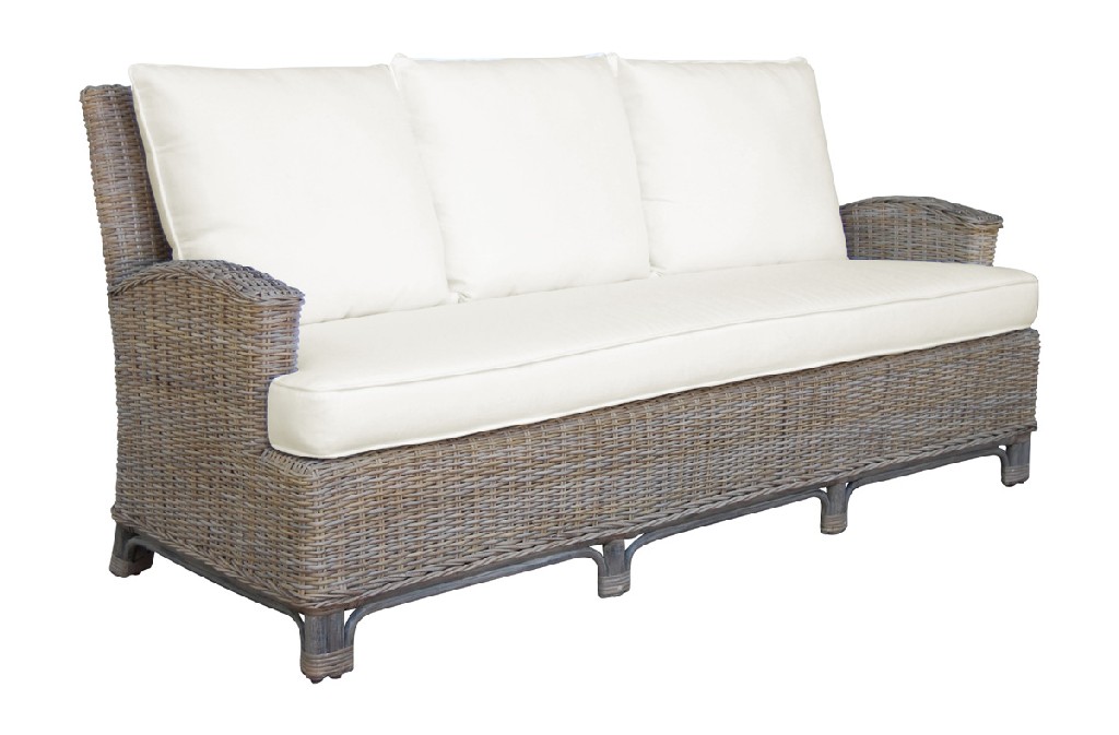 Panama Jack Exuma Sofa with Cushions in Kubu Grey Patriot Ivy - Panama Jack Sunroom PJS-3001-KBU-S/RC-293 - Sofas