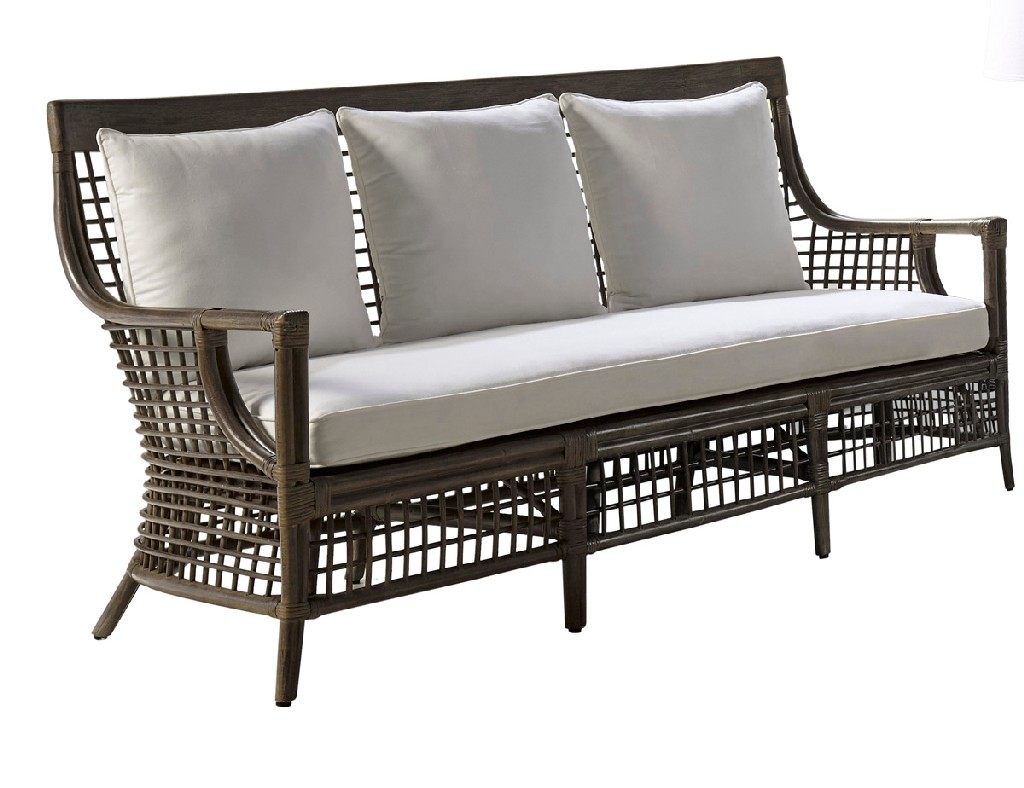 Panama Jack Millbrook Sofa with Cushions in Kubu Grey Falling Fronds - Panama Jack Sunroom PJS-7001-KBU-S/TB-101 - Sofas