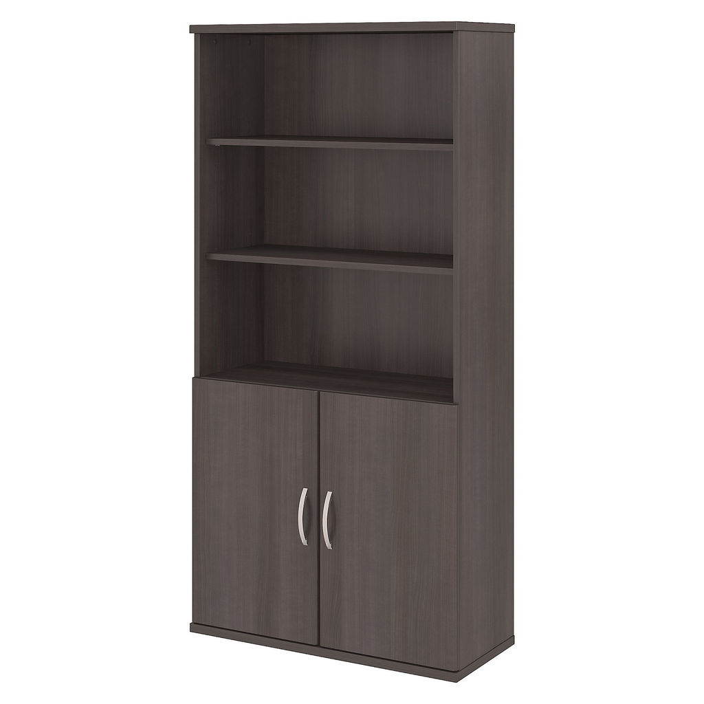 Bush Business Furniture STC015SG - Studio C 5 Shelf Bookcase w/ Doors in Storm Gray