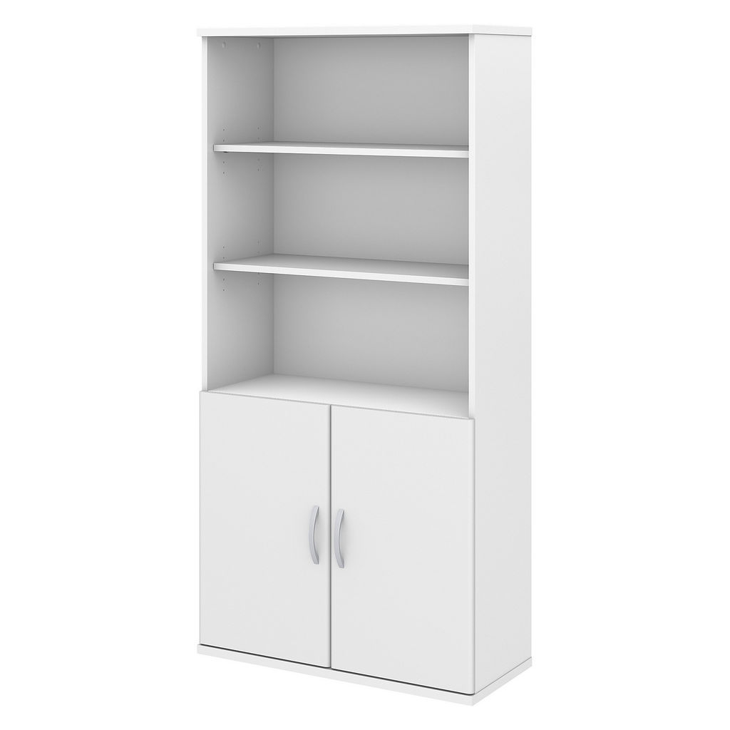 Bush Business Furniture STC015WH - Studio C 5 Shelf Bookcase w/ Doors in White
